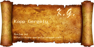 Kopp Gergely névjegykártya